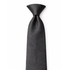 Boston Traders Men Classic Neck tie 100% Silk  Black & White Tiny Diamond Print